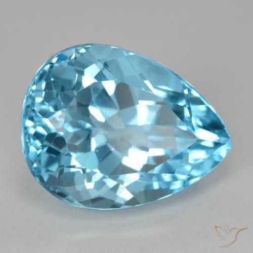 Topacio Azul Suizo natural de 12.74 ct, En forma de pera, VVS