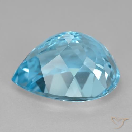 Topacio Azul Suizo natural de 12.74 ct, En forma de pera, VVS