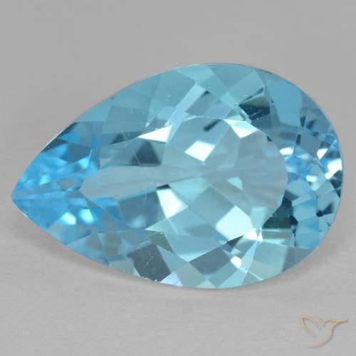 11.62ct Natural Azul Suizo Topacio, En forma de pera, VVS