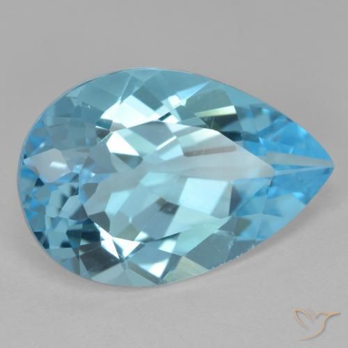 Topacio Azul Suizo natural de 11.62 ct, En forma de pera, VVS