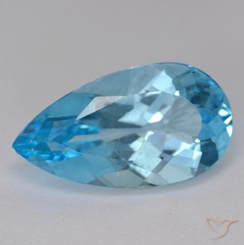 13.99ct Natural Azul Suizo Topacio, En forma de pera, VS-SI
