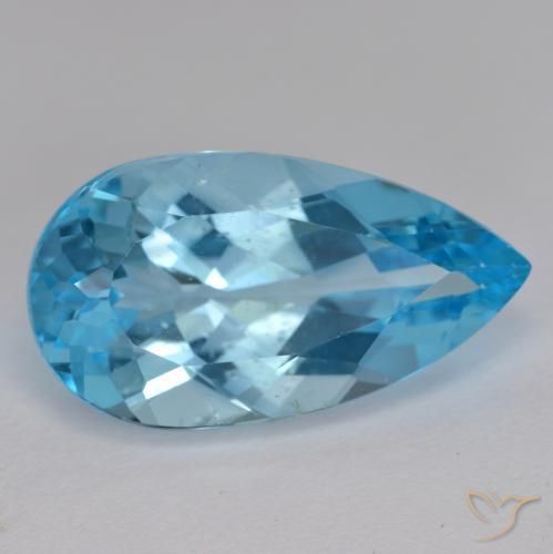 Topacio Azul Suizo natural de 13.99 ct, En forma de pera, VS-SI