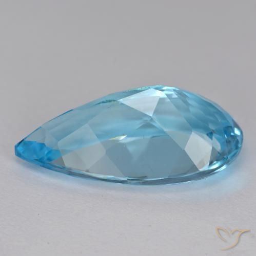 Topacio Azul Suizo natural de 13.99 ct, En forma de pera, VS-SI