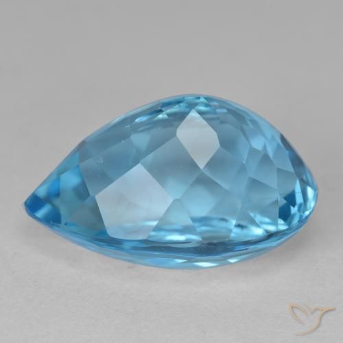 Topacio Azul Suizo natural de 15.71 ct, En forma de pera, VVS-VS