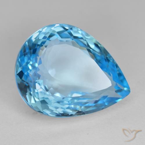 Topacio Azul Suizo natural de 19.07 ct, En forma de pera, VVS-VS