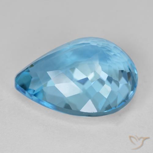 Topacio Azul Suizo natural de 19.07 ct, En forma de pera, VVS-VS