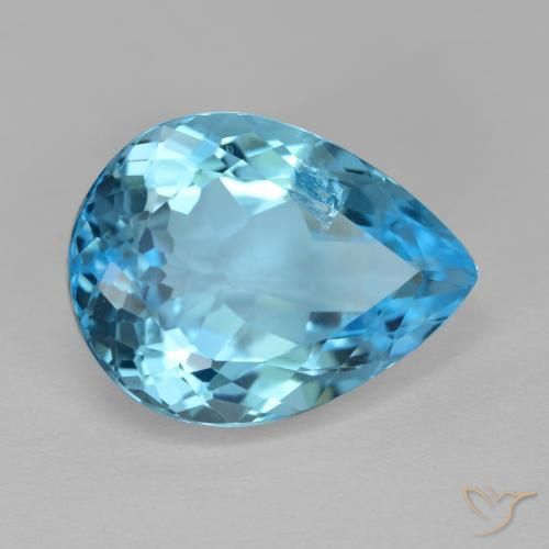 Topacio Azul Suizo natural de 14.54 ct, En forma de pera, VS-SI