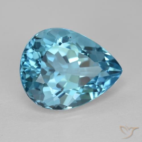 Topacio Azul Suizo natural de 14.30 ct, En forma de pera, VVS-VS