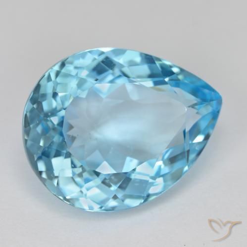 Topacio Azul Cielo natural de 16.84 ct, En forma de pera, VVS-VS