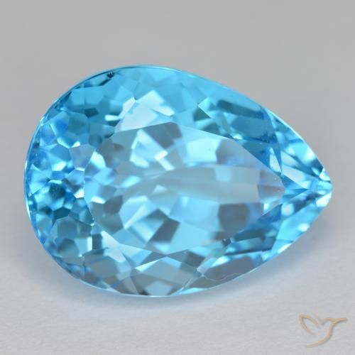 Topacio Azul Suizo natural de 17.71 ct, En forma de pera, VVS-VS