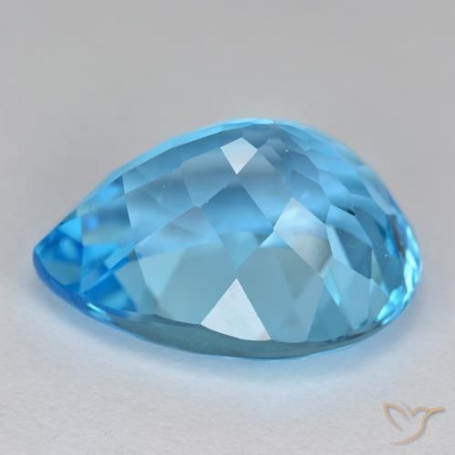 Topacio Azul Suizo natural de 17.71 ct, En forma de pera, VVS-VS