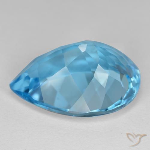 Topacio Azul Suizo natural de 18.96 ct, En forma de pera, VVS-VS