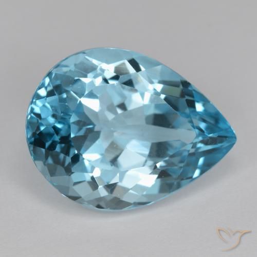 Topacio Azul Suizo natural de 18.47 ct, En forma de pera, VVS-VS