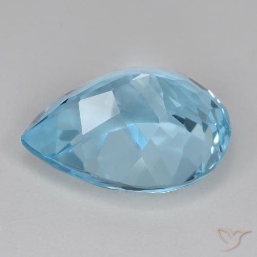Topacio Azul Suizo natural de 18.47 ct, En forma de pera, VVS-VS