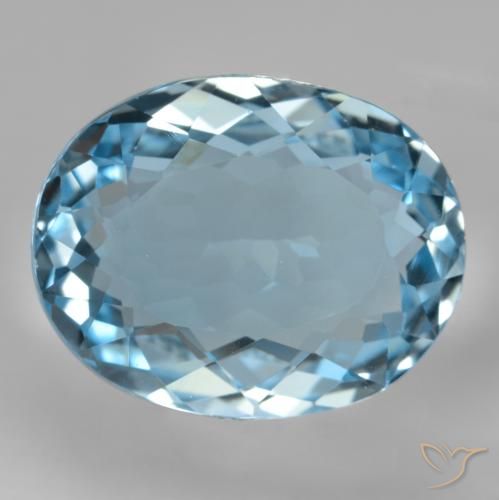 18.39ct Natural Azul Suizo Topacio, Ovalada, VVS