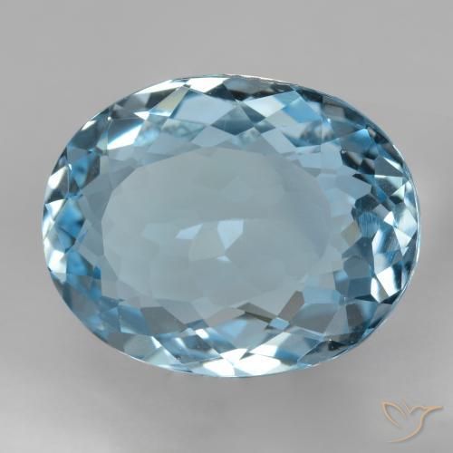 Topacio Azul Suizo natural de 18.39 ct, Ovalada, VVS
