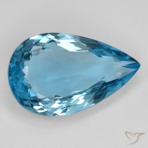 Topacio Azul Suizo natural de 16.70 ct, En forma de pera, VVS-VS