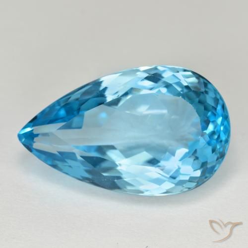 Topacio azul natural de 15,94 ct, en forma de pera, VVS-VS