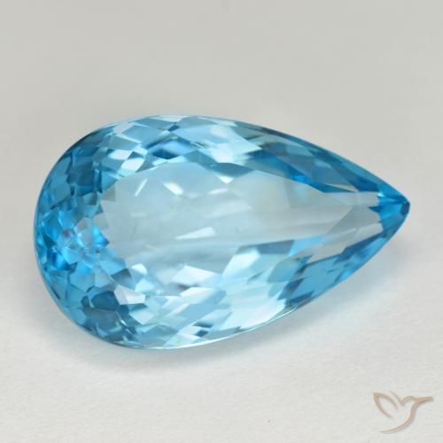 Topacio azul natural de 15,94 ct, en forma de pera, VVS-VS