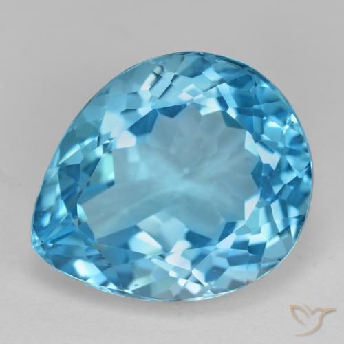 18.72ct Natural Azul Suizo Topacio, En forma de pera, VVS-VS