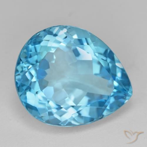 Topacio Azul Suizo natural de 18.72 ct, En forma de pera, VVS-VS