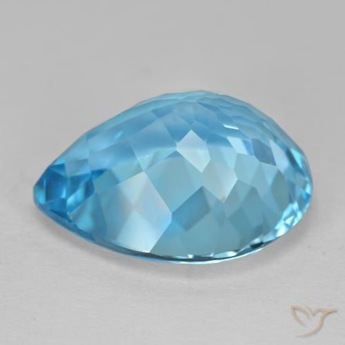 Topacio Azul Suizo natural de 18.72 ct, En forma de pera, VVS-VS