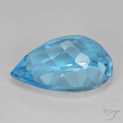 Topacio Azul Suizo natural de 16.77 ct, En forma de pera, VVS