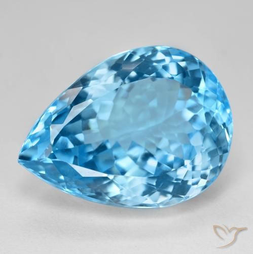 Topacio azul natural de 26,91 ct, en forma de pera, VVS-VS