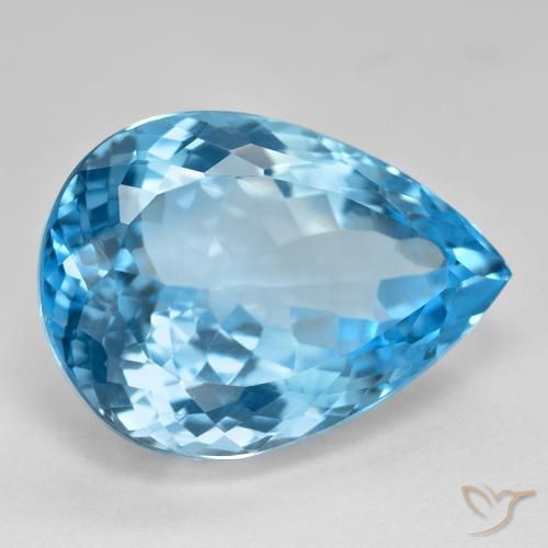 Topacio azul natural de 26,91 ct, en forma de pera, VVS-VS