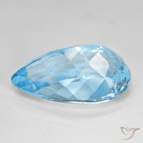 Topacio Azul Suizo natural de 21.44 ct, En forma de pera, VS