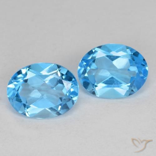 Gemas de Topacio Azul Suizo natural de 4.67 ct, Ovalada, VS