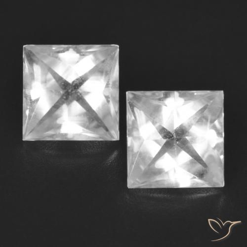 Gemas de Topacio Blanco natural de 4.44 ct, Cuadrado, Transparente