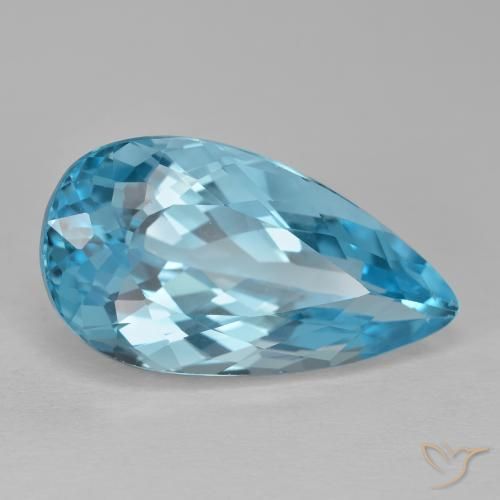 Topacio Azul Suizo natural de 15.43 ct, En forma de pera, VVS-VS
