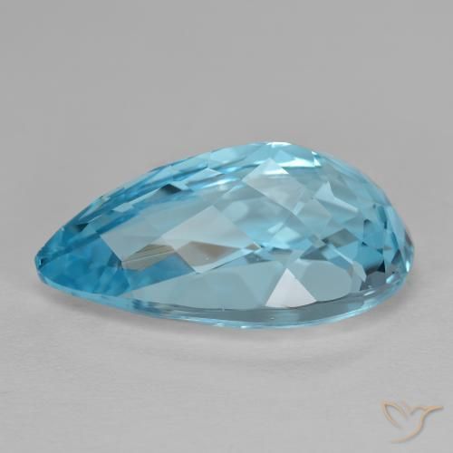 Topacio Azul Suizo natural de 15.43 ct, En forma de pera, VVS-VS