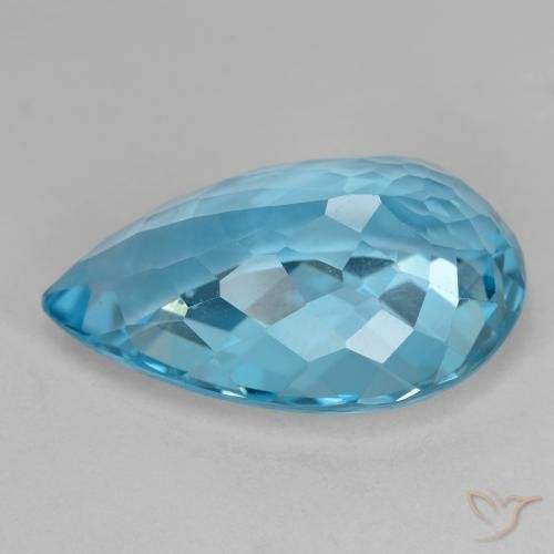 Topacio Azul Suizo natural de 21.08 ct, En forma de pera, VS