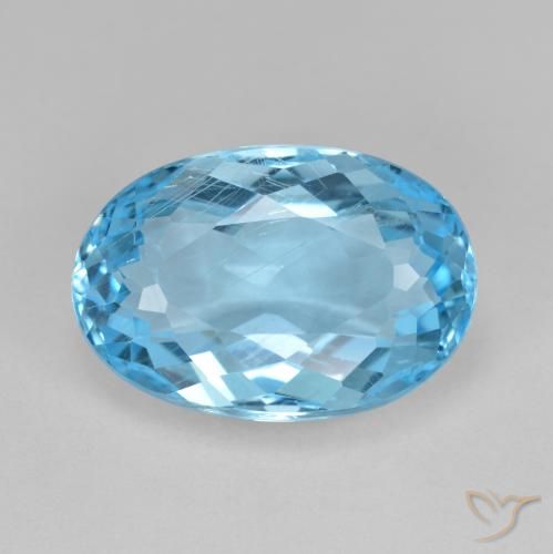 11.58ct Natural Azul Suizo Topacio, Ovalada, VS