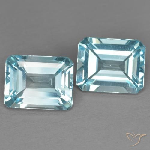 Gemas de Topacio Azul Cielo natural de 7.39 ct, Corte Octágono / Esmeralda, VS