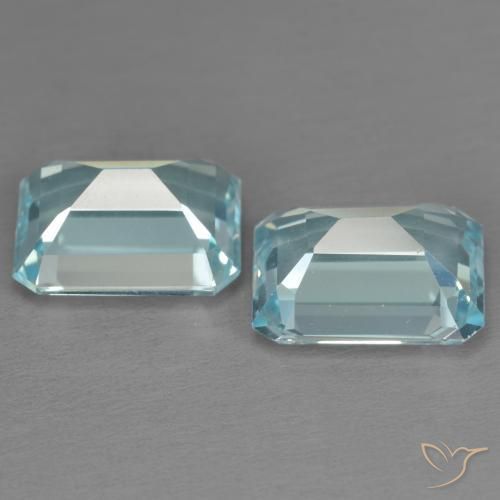 Gemas de Topacio Azul Cielo natural de 7.43 ct, Corte Octágono / Esmeralda, VS