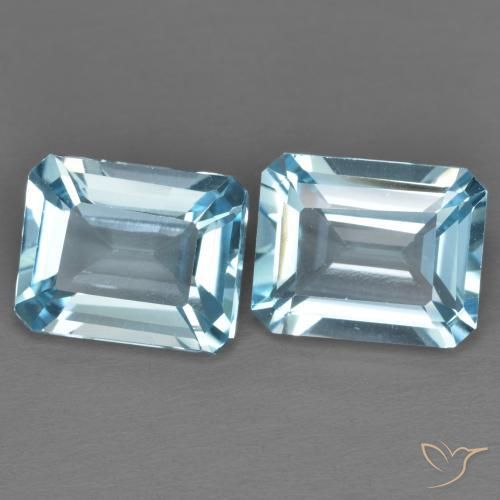 Gemas de Topacio Azul Cielo natural de 7.75 ct, Corte Octágono / Esmeralda, VVS-VS