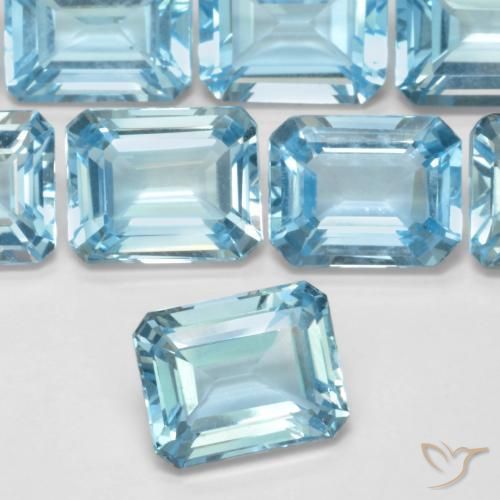 Topacio Azul Suizo natural de 3.95 ct, Corte Octágono / Esmeralda, VVS-VS