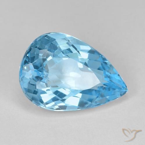 Topacio Azul Cielo natural de 12.05 ct, En forma de pera, VVS-VS