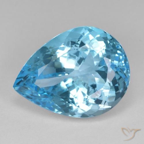 25.31ct Natural Azul Suizo Topacio, En forma de pera, VVS-VS