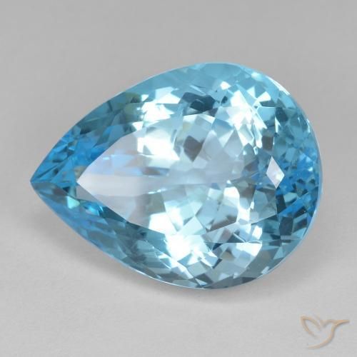Topacio Azul Suizo natural de 25.31 ct, En forma de pera, VVS-VS