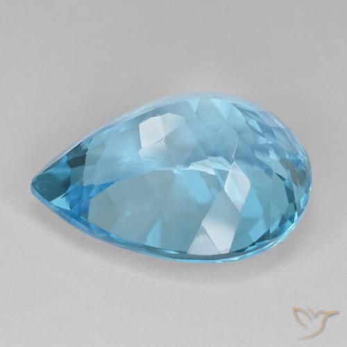 Topacio Azul Suizo natural de 25.31 ct, En forma de pera, VVS-VS