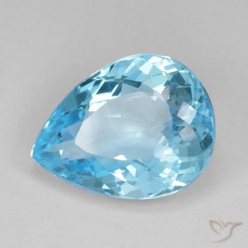 Topacio Azul Suizo natural de 14.22 ct, En forma de pera, VVS-VS
