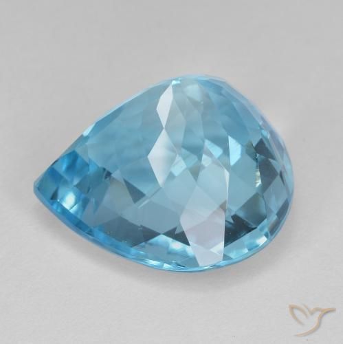 Topacio Azul Suizo natural de 18.11 ct, En forma de pera, VVS-VS