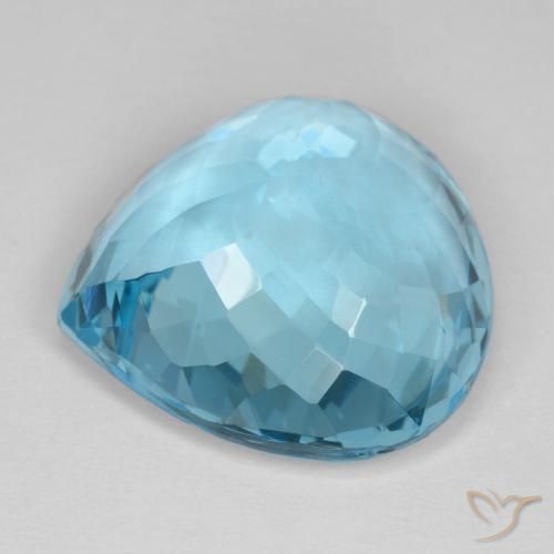 Topacio Azul Suizo natural de 19.02 ct, En forma de pera, VVS