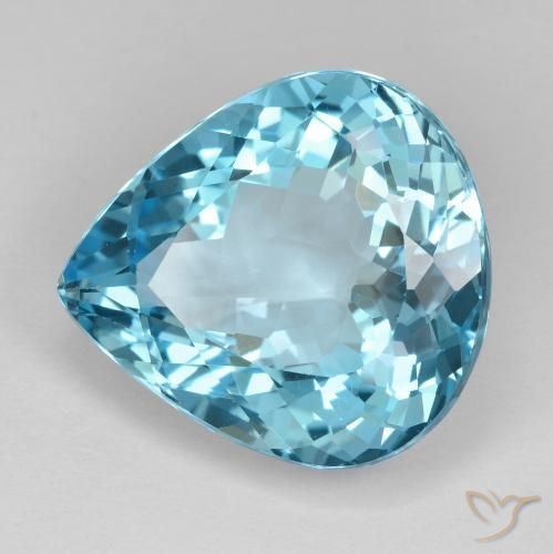 Topacio Azul Suizo natural de 21.31 ct, En forma de pera, VVS-VS