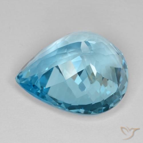 Topacio Azul Suizo natural de 21.31 ct, En forma de pera, VVS-VS