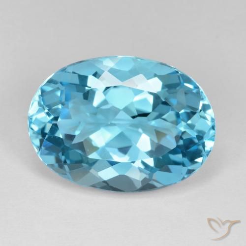 18.38ct Natural Azul Suizo Topacio, Ovalada, VVS